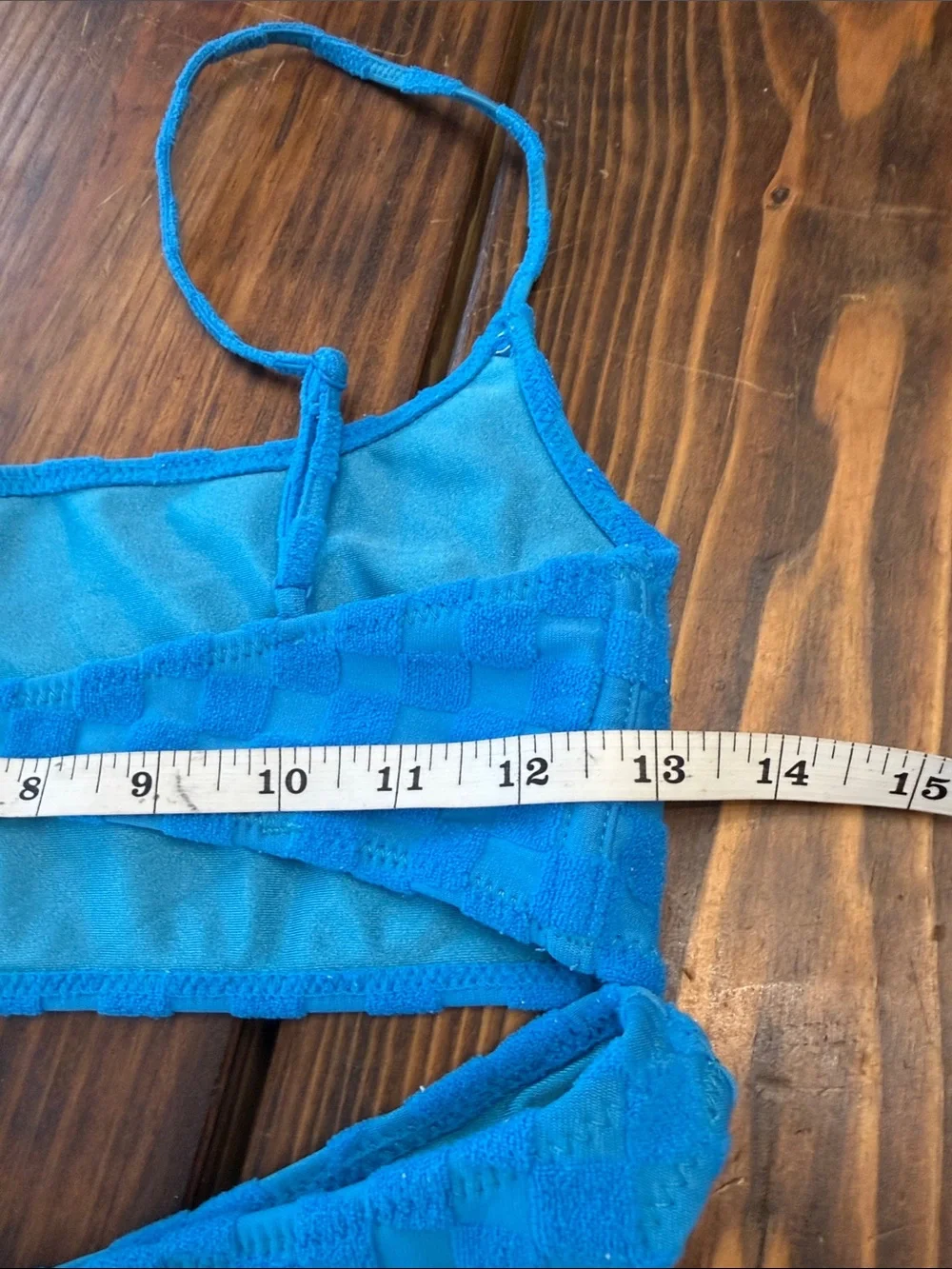triangl swimwear Bright Blue Textured Check Bikini Set.  Too large/Bottom XL.